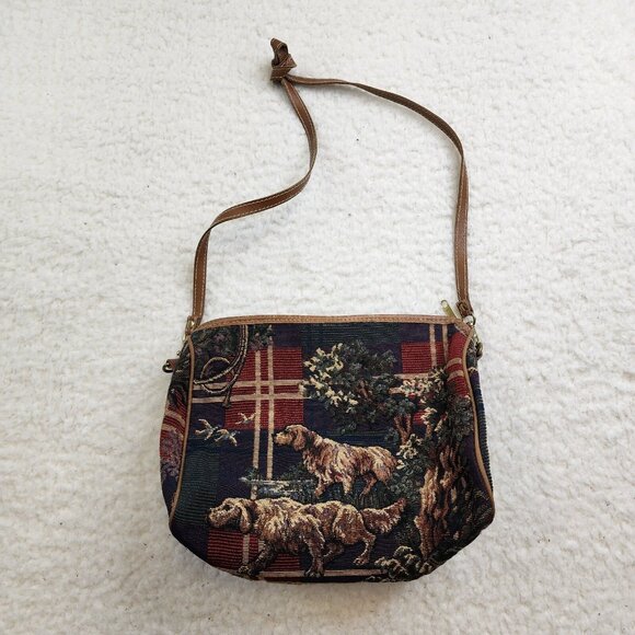 Vintage Tapestry Crossbody Shoulder Handbag Purse Irish Setter Hunter Plain - Picture 1 of 10